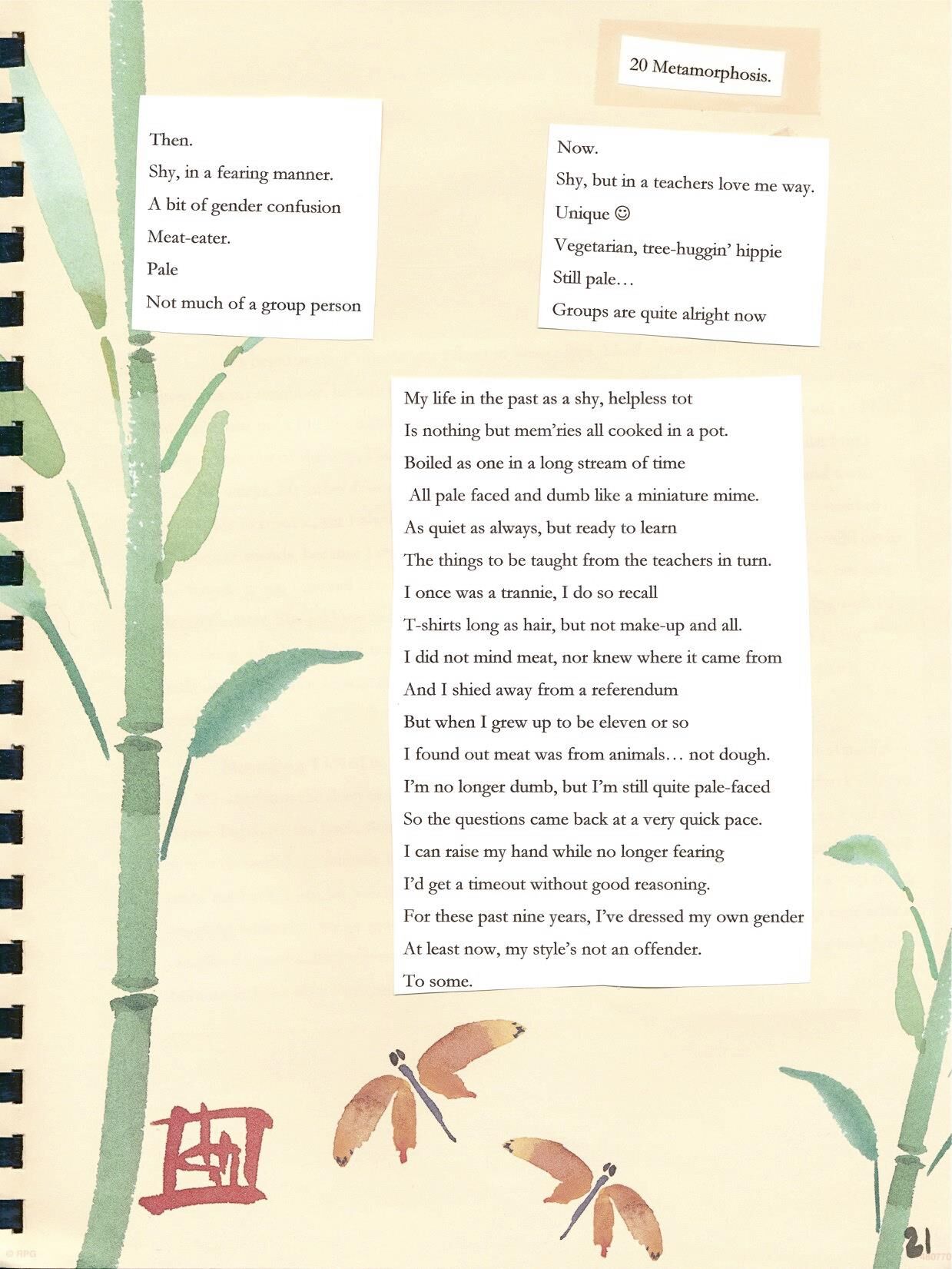 Zack's Bench journal excerpt
